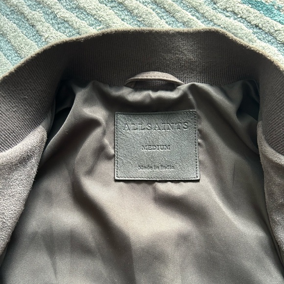 All Saints Kemble Bomber Jacket in Slate Gray Suede (M) - Picture 5 of 7